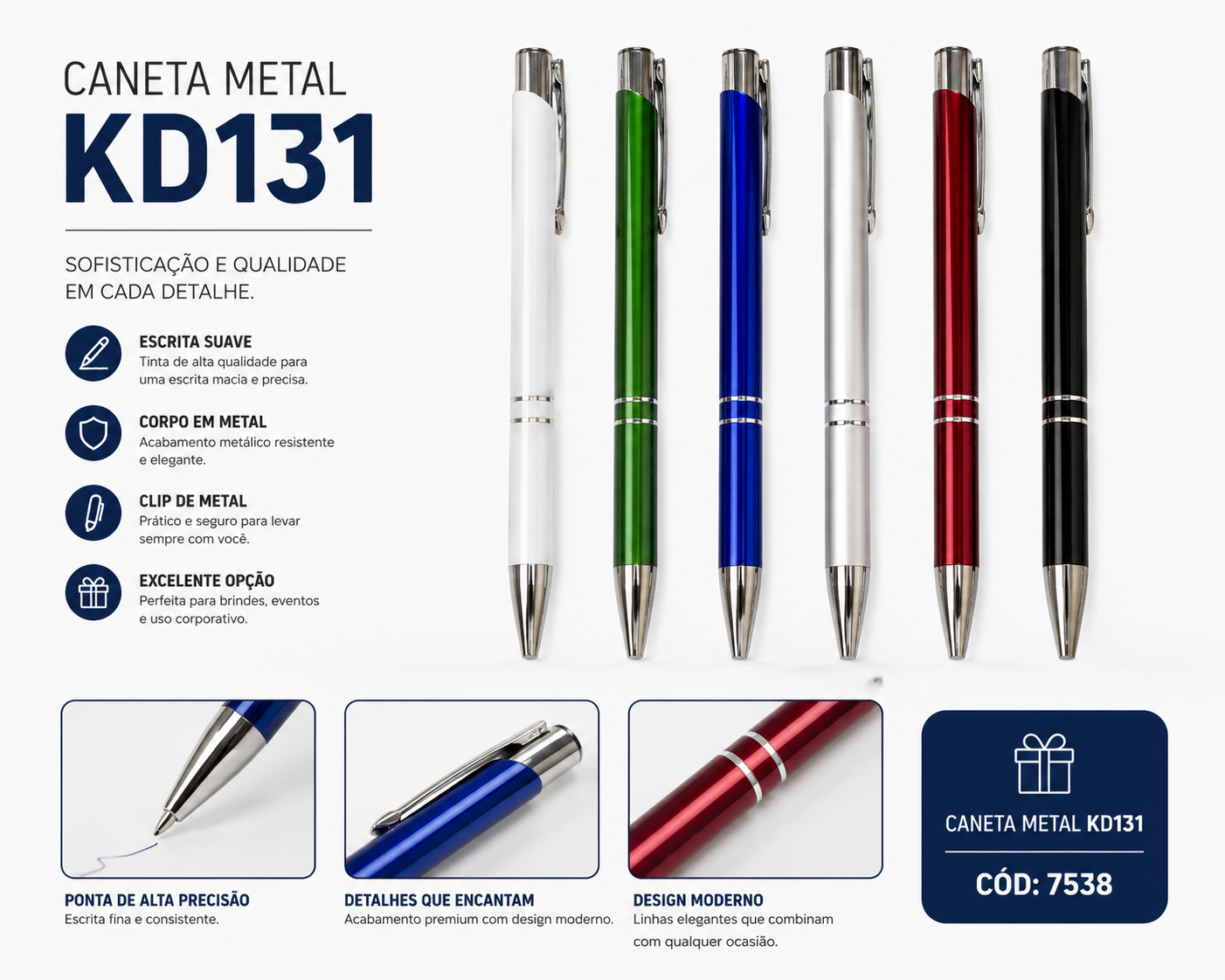 10 CANETAS METAL PLUS