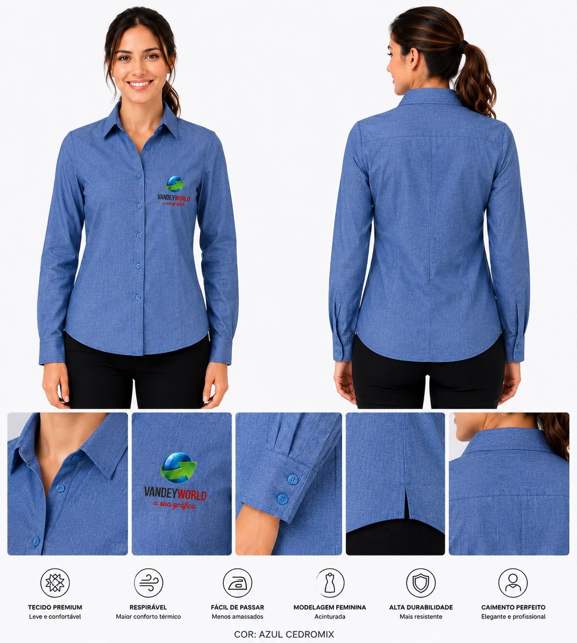 CAMISA SOCIAL CEDROMIX MANGA LONGA