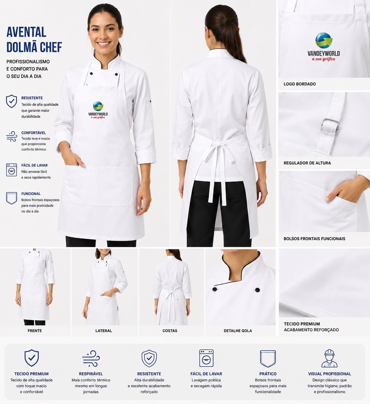 AVENTAL DOLMÃ CHEF + AVENTAL