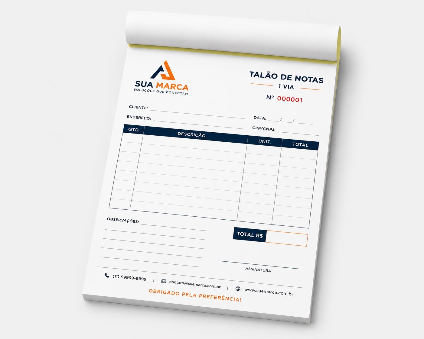 TALÃO 15X21 - 1 VIA - S/ NUMERAÇÃO - C/ PICOTE