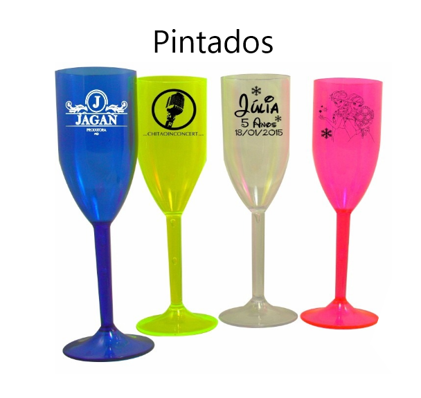 TAÇA DE CHAMPANHE - PINTURA EM UMA COR OU APLICAÇÃO UV