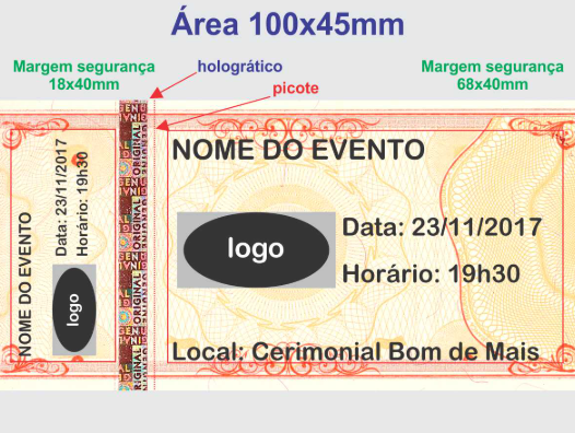 100 INGRESSOS HOLOGRAFICO COM CANHOTO