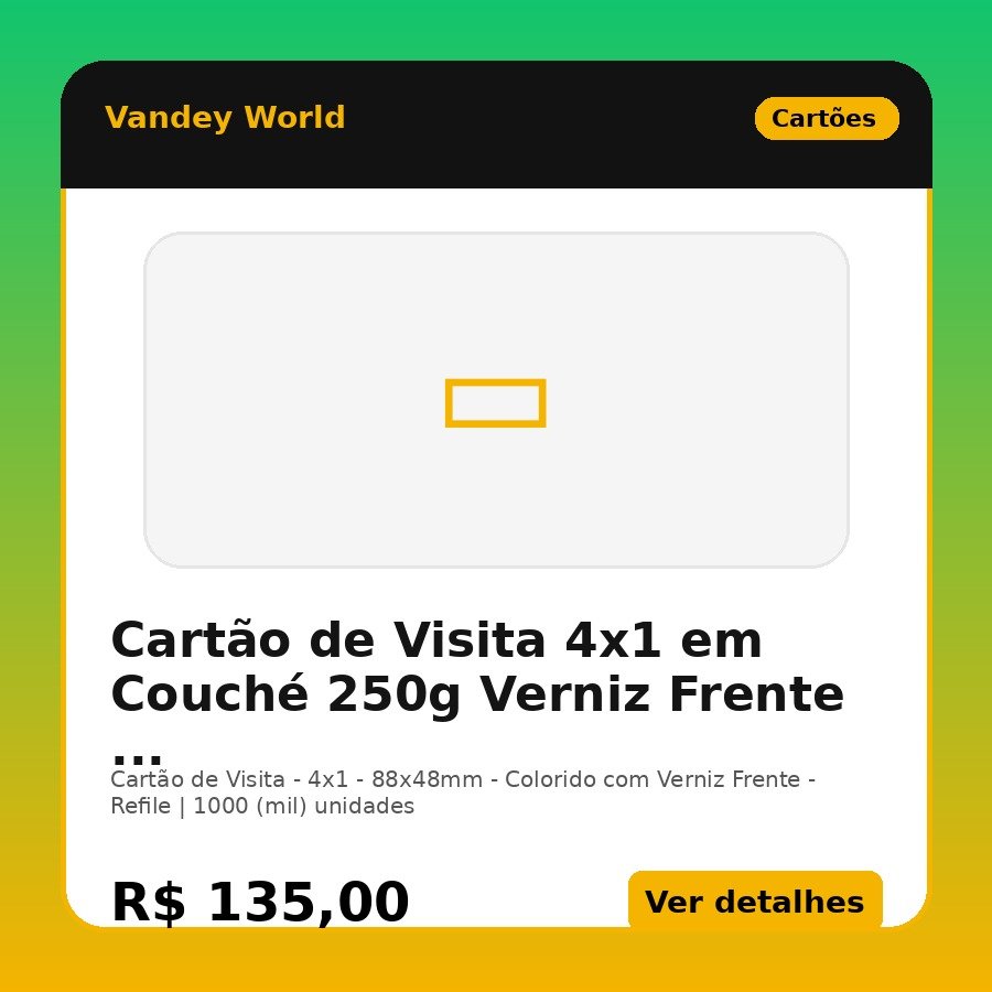 Cartão de Visita 4x1 em Couché 250g Verniz Frente ...