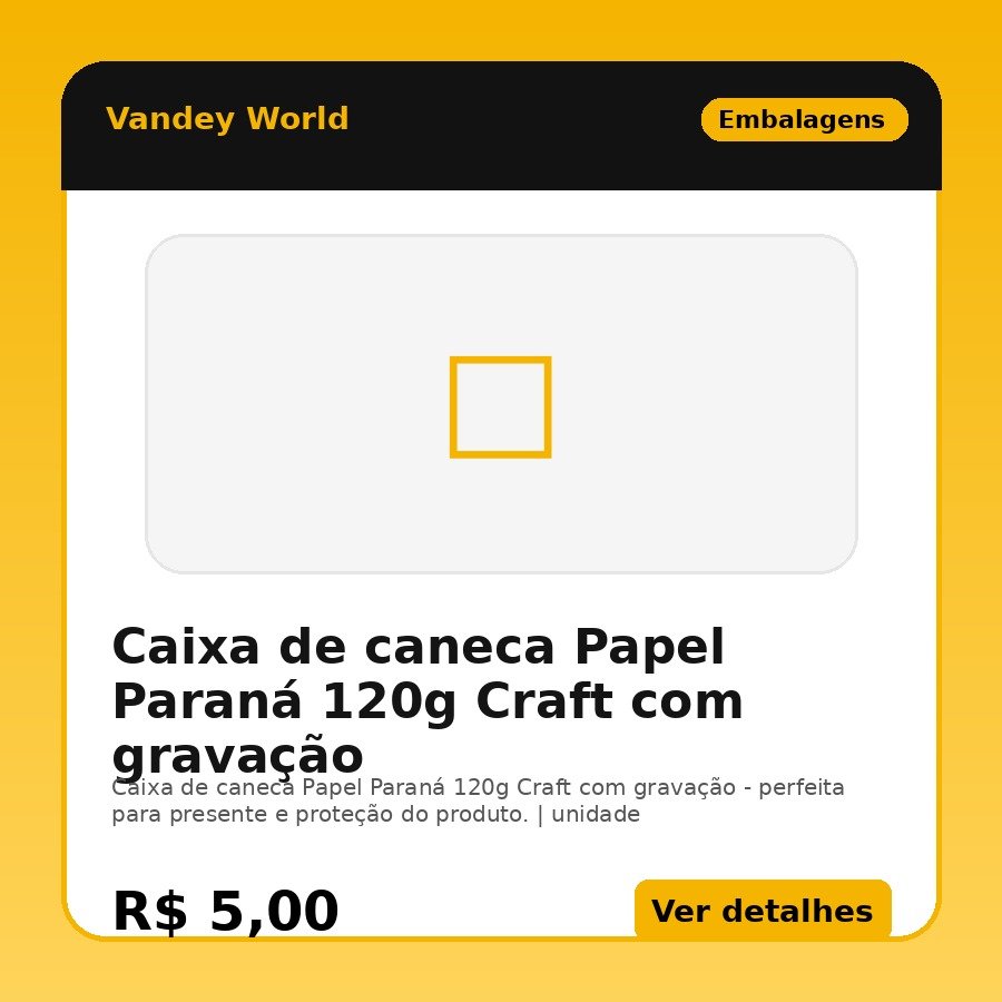 Caixa de caneca Papel Paraná 120g Craft com gravação