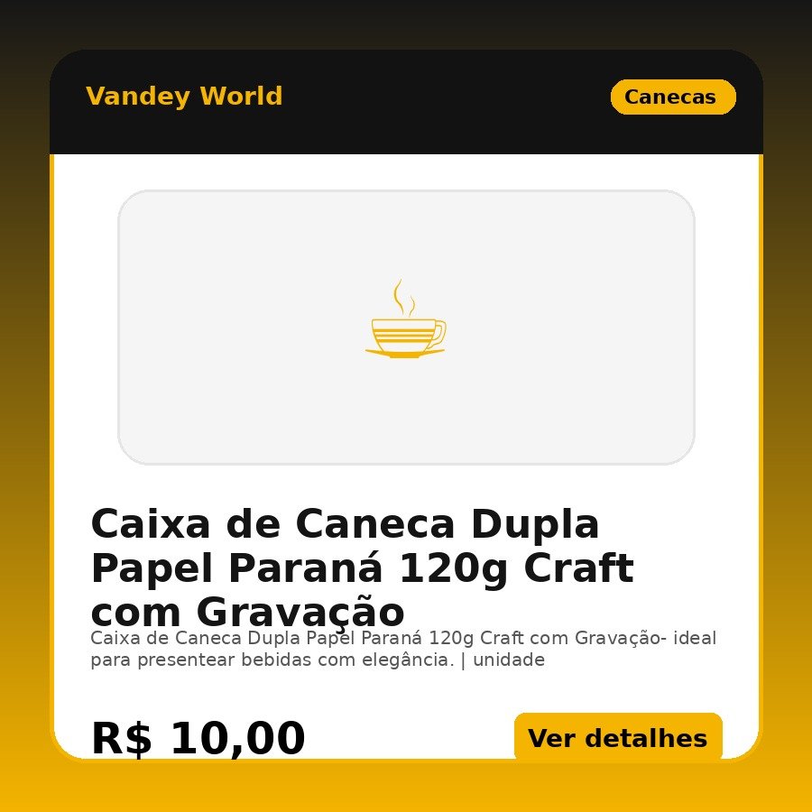 Caixa de Caneca Dupla Papel Paraná 120g Craft com Gravação