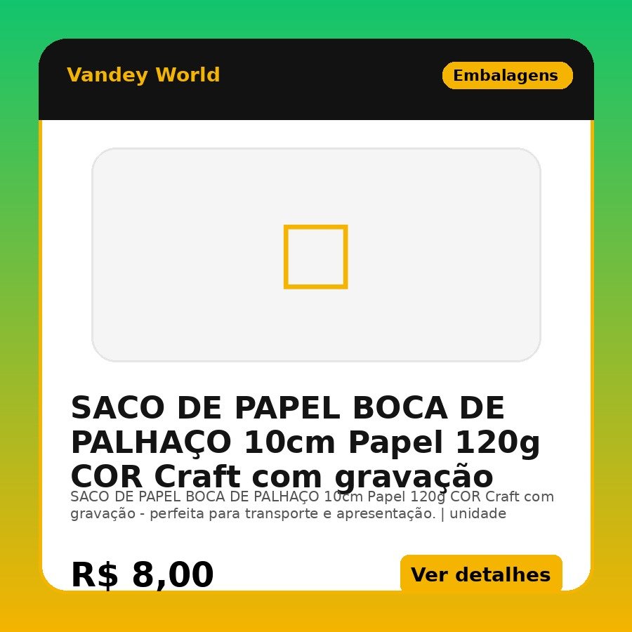 SACO DE PAPEL BOCA DE PALHAÇO 10cm Papel 120g COR Craft com gravação