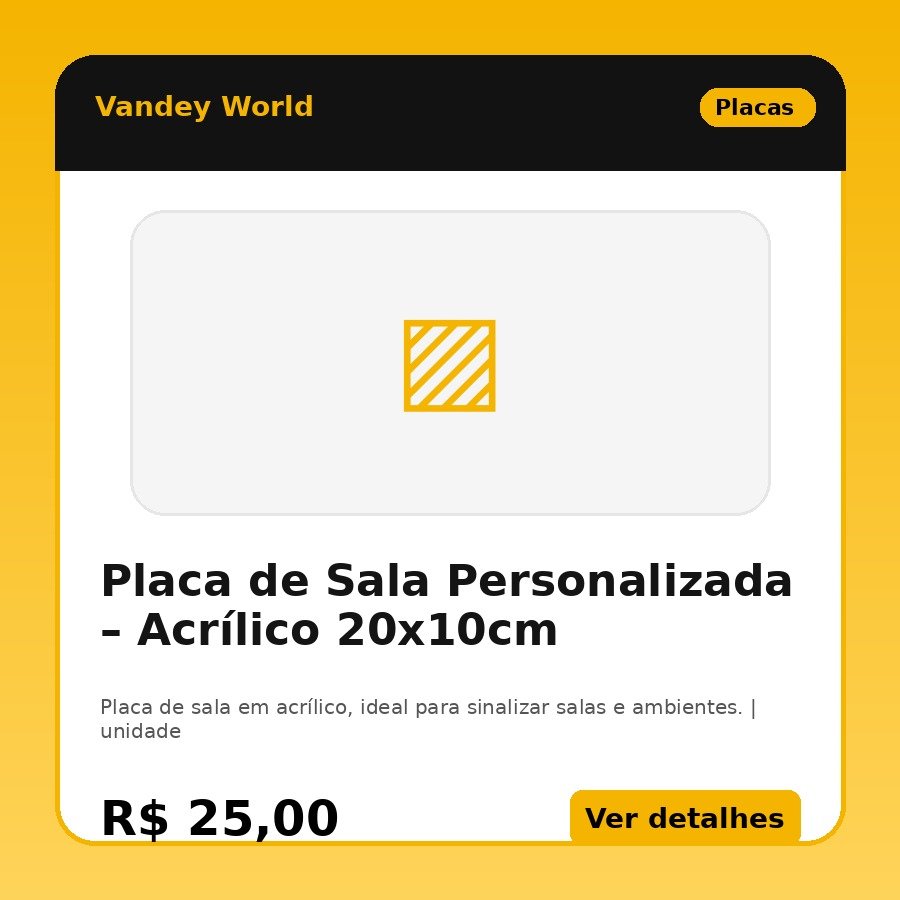 Placa de Sala Personalizada – Acrílico 20x10cm