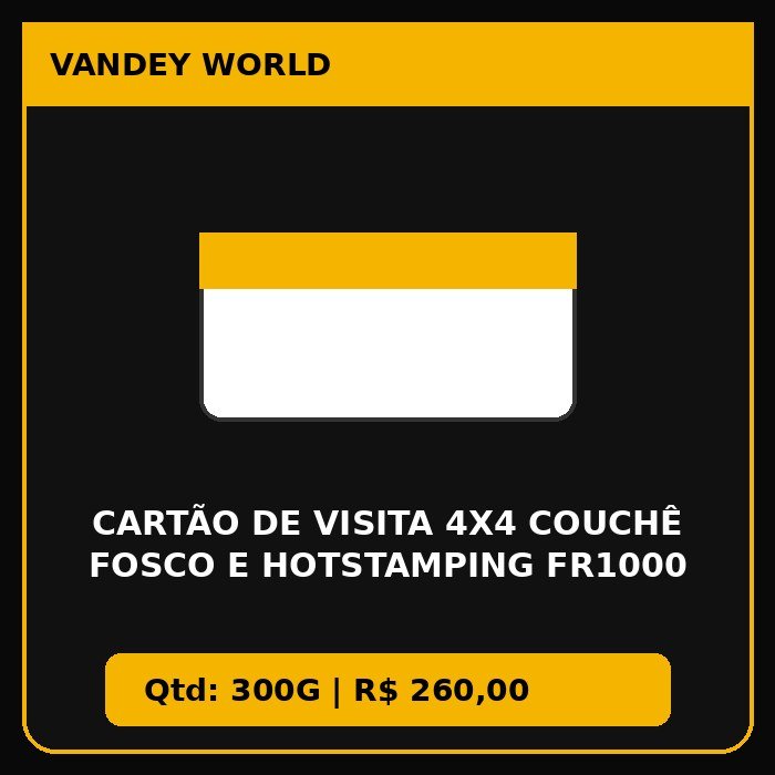 cartão de visita 4x4 COUCHÊ FOSCO E HOTSTAMPING FR1000
