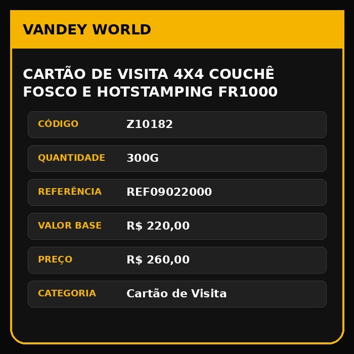 cartão de visita 4x4 COUCHÊ FOSCO E HOTSTAMPING FR1000