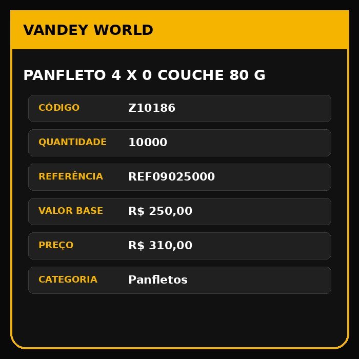 Panfleto 4 x 0 couche 80 g