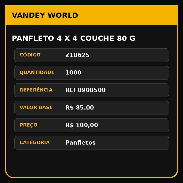 Panfleto 4 x 4 couche 80 g