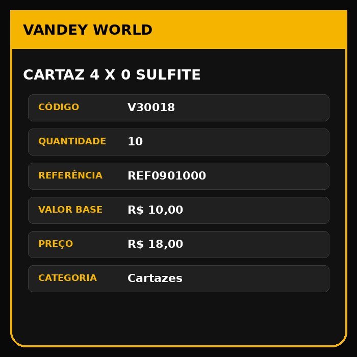 Cartaz 4 x 0 sulfite