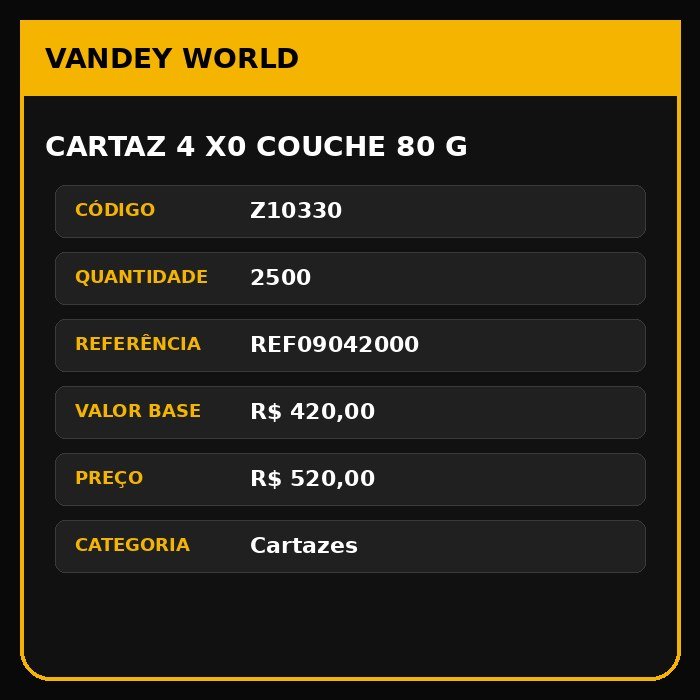 Cartaz 4 x0 couche 80 g
