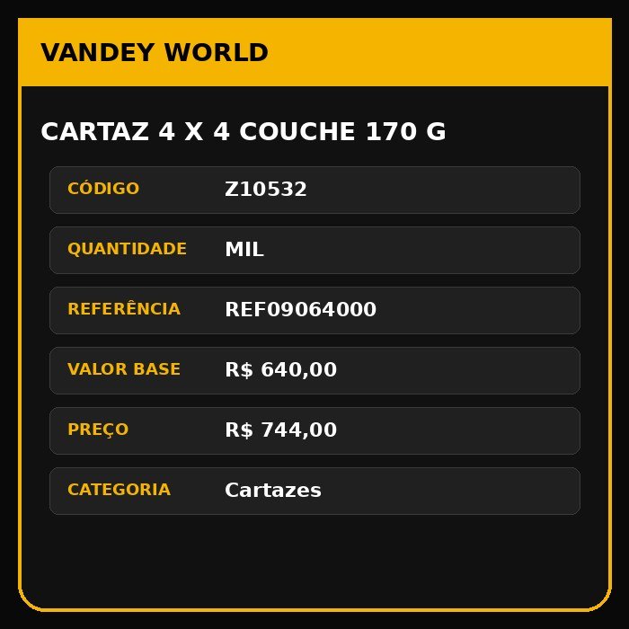 Cartaz 4 x 4 couche 170 g
