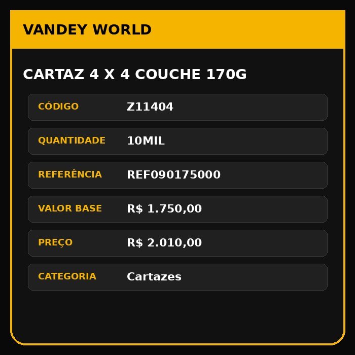 Cartaz 4 x 4 couche 170g