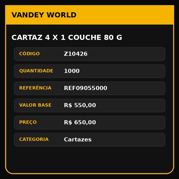 Cartaz 4 x 1 couche 80 g