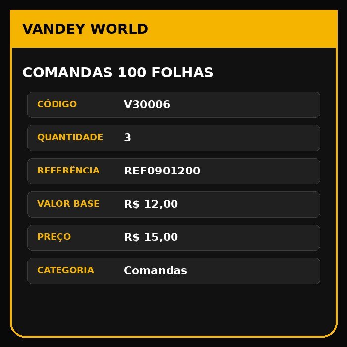 COMANDAS 100 FOLHAS
