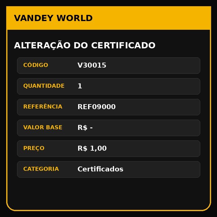 ALTERAÇÃO DO CERTIFICADO