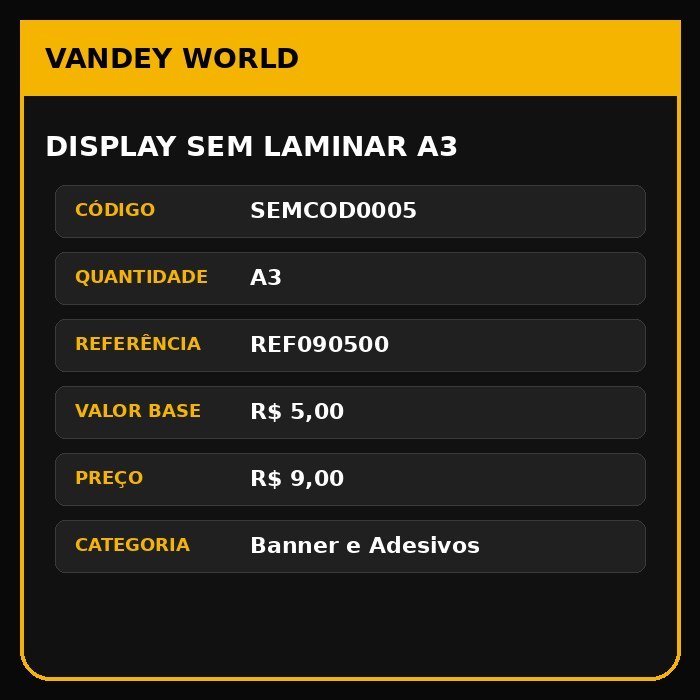 DISPLAY SEM LAMINAR A3