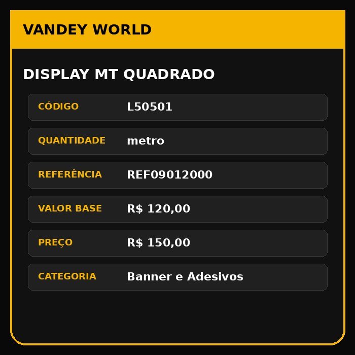 DISPLAY MT QUADRADO