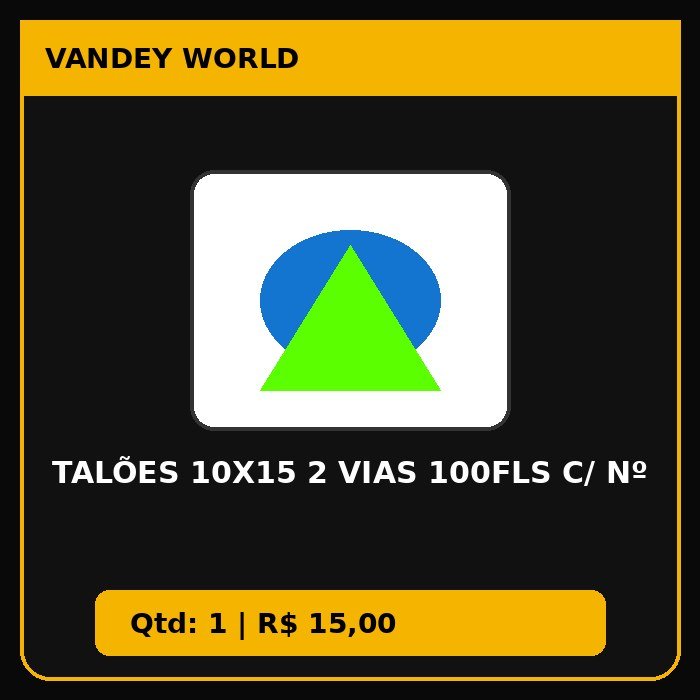 Talões 10x15 2 Vias 100Fls C/ Nº