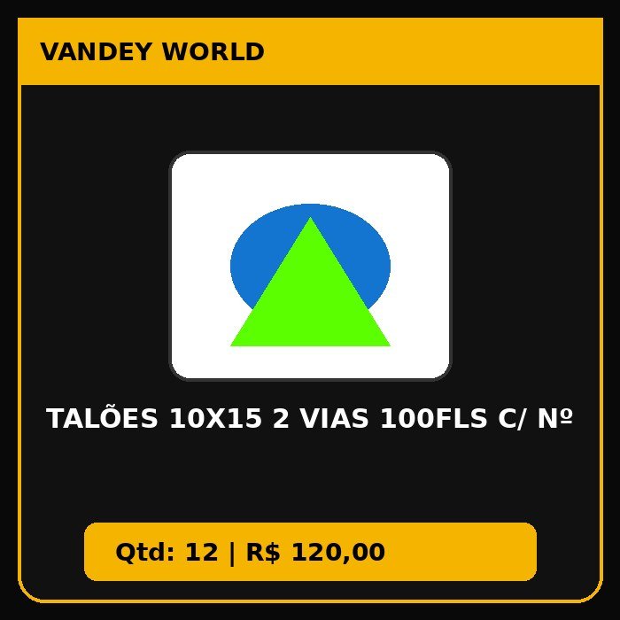 Talões 10x15 2 Vias 100Fls C/ Nº