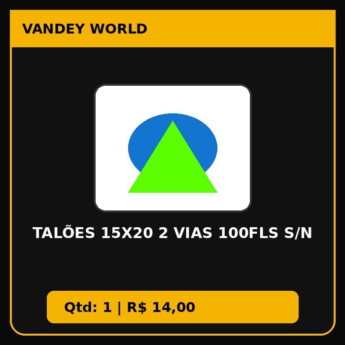 Talões 15x20 2 Vias 100Fls s/n