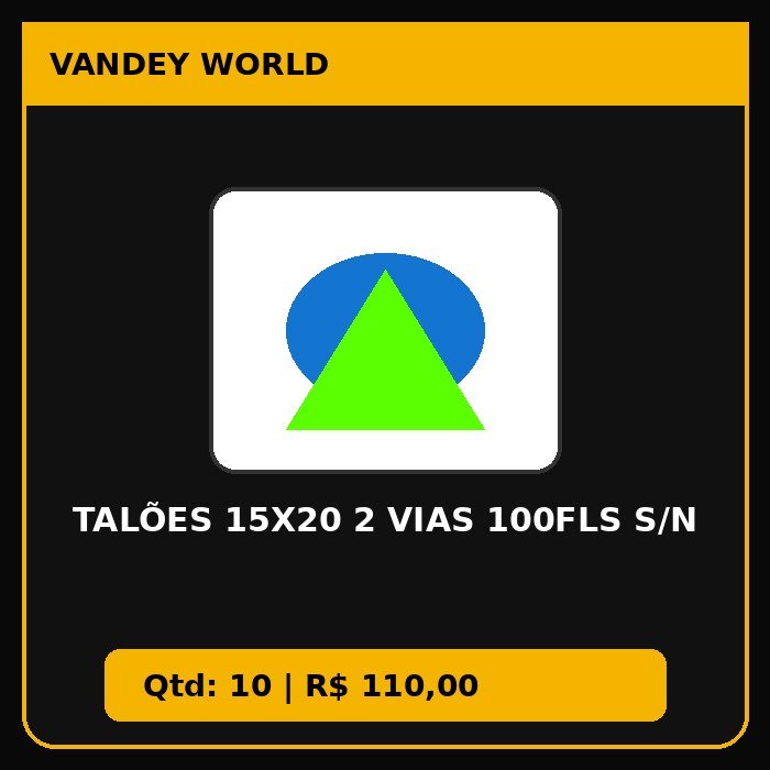 Talões 15x20 2 Vias 100Fls s/n