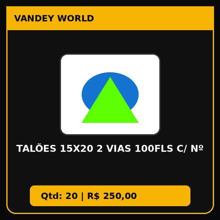 Talões 15x20 2 Vias 100Fls C/ Nº