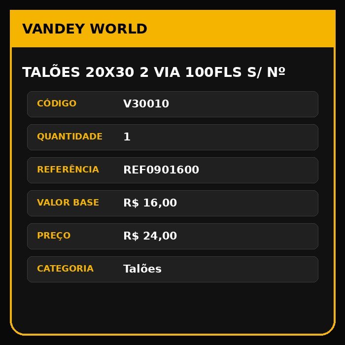 Talões 20X30 2 Via 100Fls S/ Nº