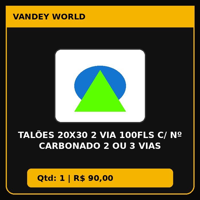 Talões 20X30 2 Via 100Fls C/ Nº CARBONADO 2 OU 3 VIAS