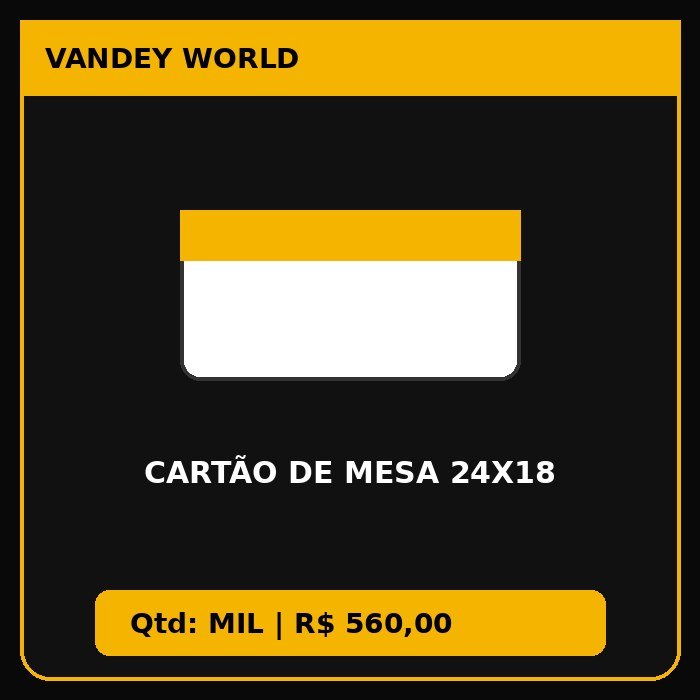 CARTÃO DE MESA 24X18