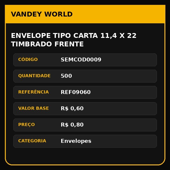 ENVELOPE TIPO CARTA 11,4 X 22 TIMBRADO FRENTE