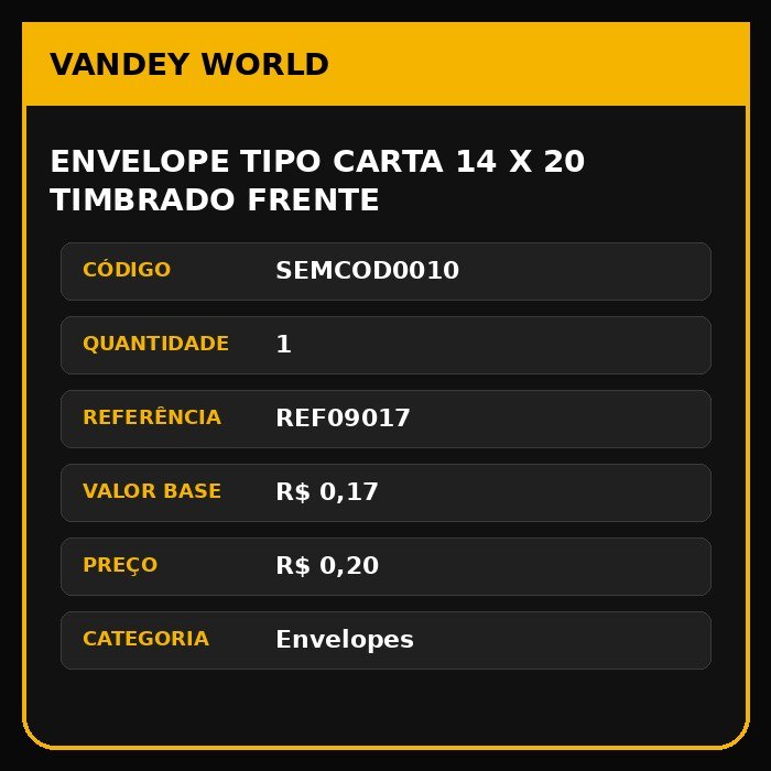 ENVELOPE TIPO CARTA 14 X 20 TIMBRADO FRENTE