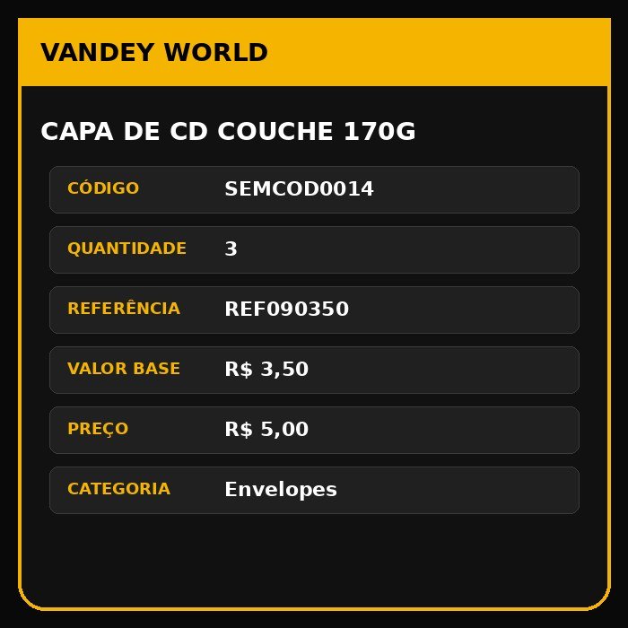 CAPA DE CD COUCHE 170G