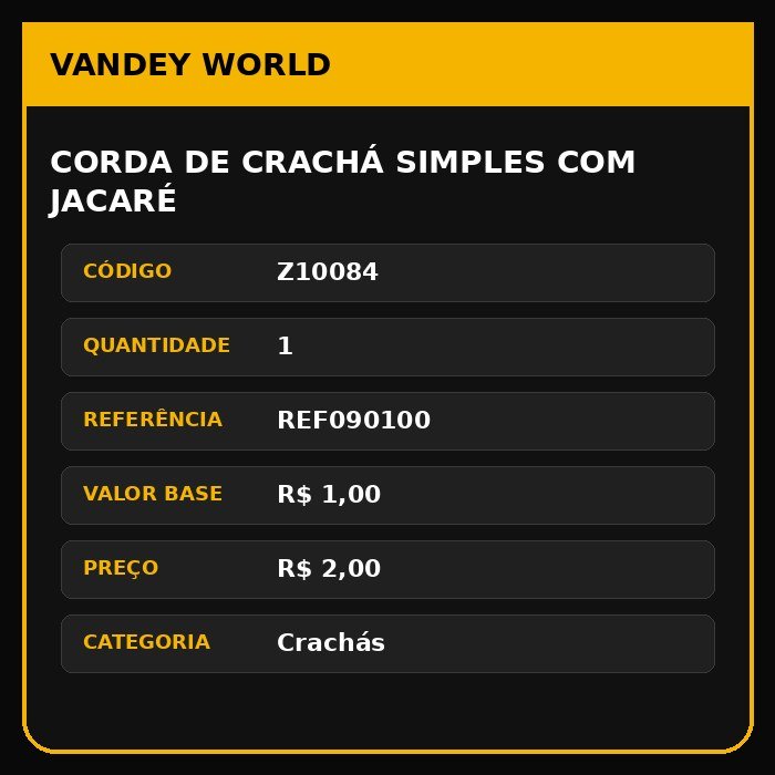 CORDA DE CRACHÁ SIMPLES COM JACARÉ