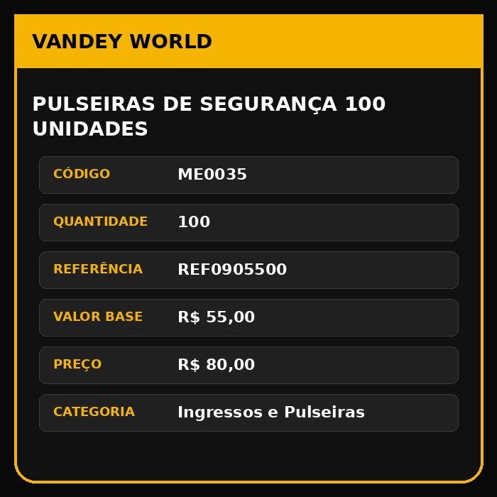 PULSEIRAS DE SEGURANÇA 100 UNIDADES