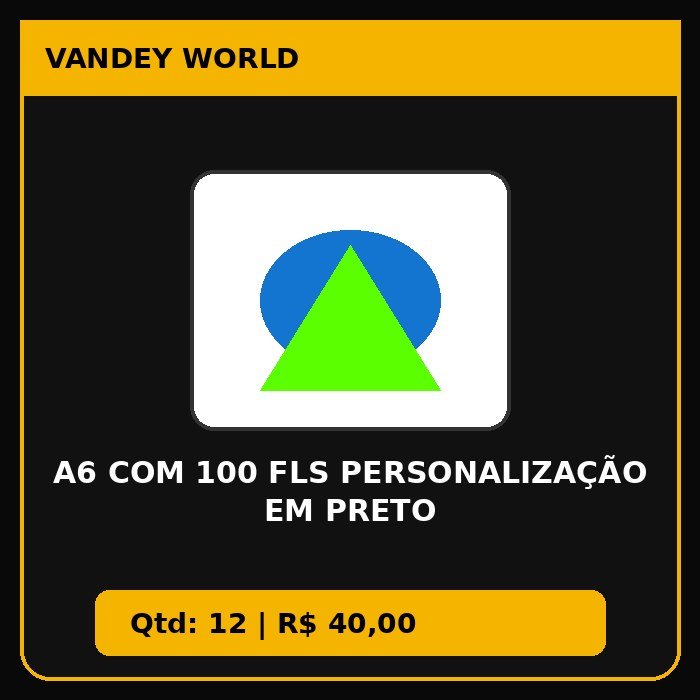 A6 COM 100 FLS PERSONALIZAÇÃO EM PRETO