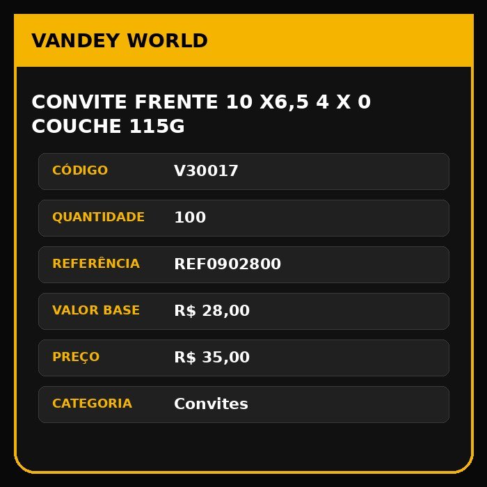 CONVITE FRENTE 10 X6,5 4 X 0 COUCHE 115G