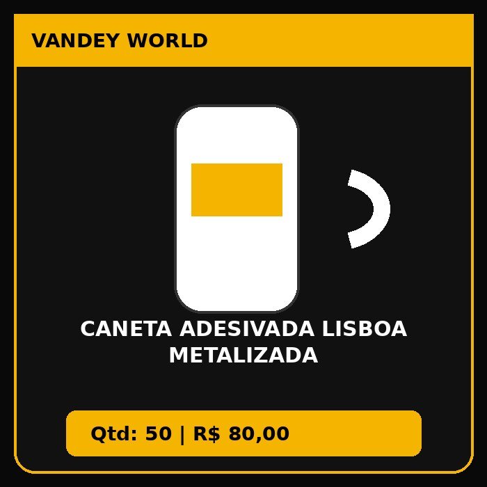 CANETA ADESIVADA LISBOA METALIZADA