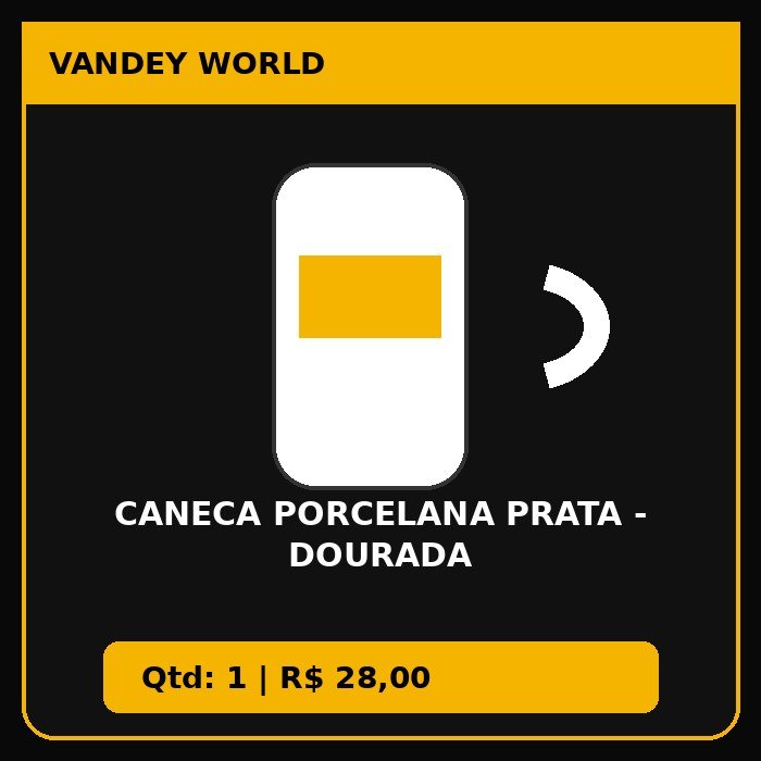 CANECA PORCELANA PRATA - DOURADA