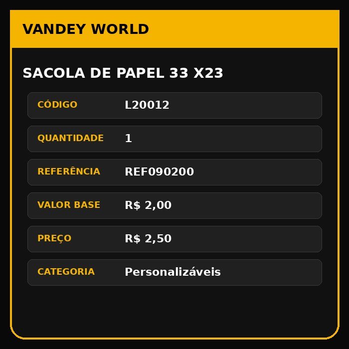 SACOLA DE PAPEL 33 X23