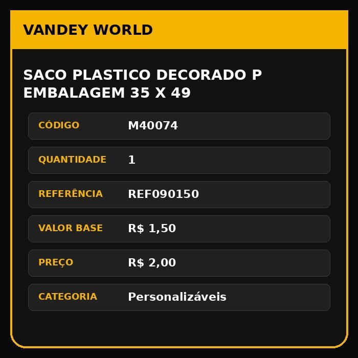 SACO PLASTICO DECORADO P EMBALAGEM 35 X 49