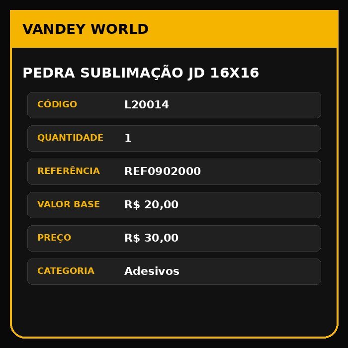 PEDRA SUBLIMAÇÃO JD 16X16