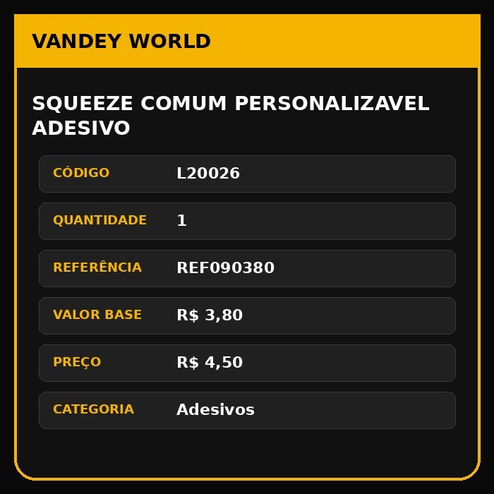 SQUEEZE COMUM PERSONALIZAVEL ADESIVO